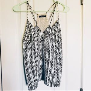 Azalea SF Black and White Textured Dual Strap Cutout Tank